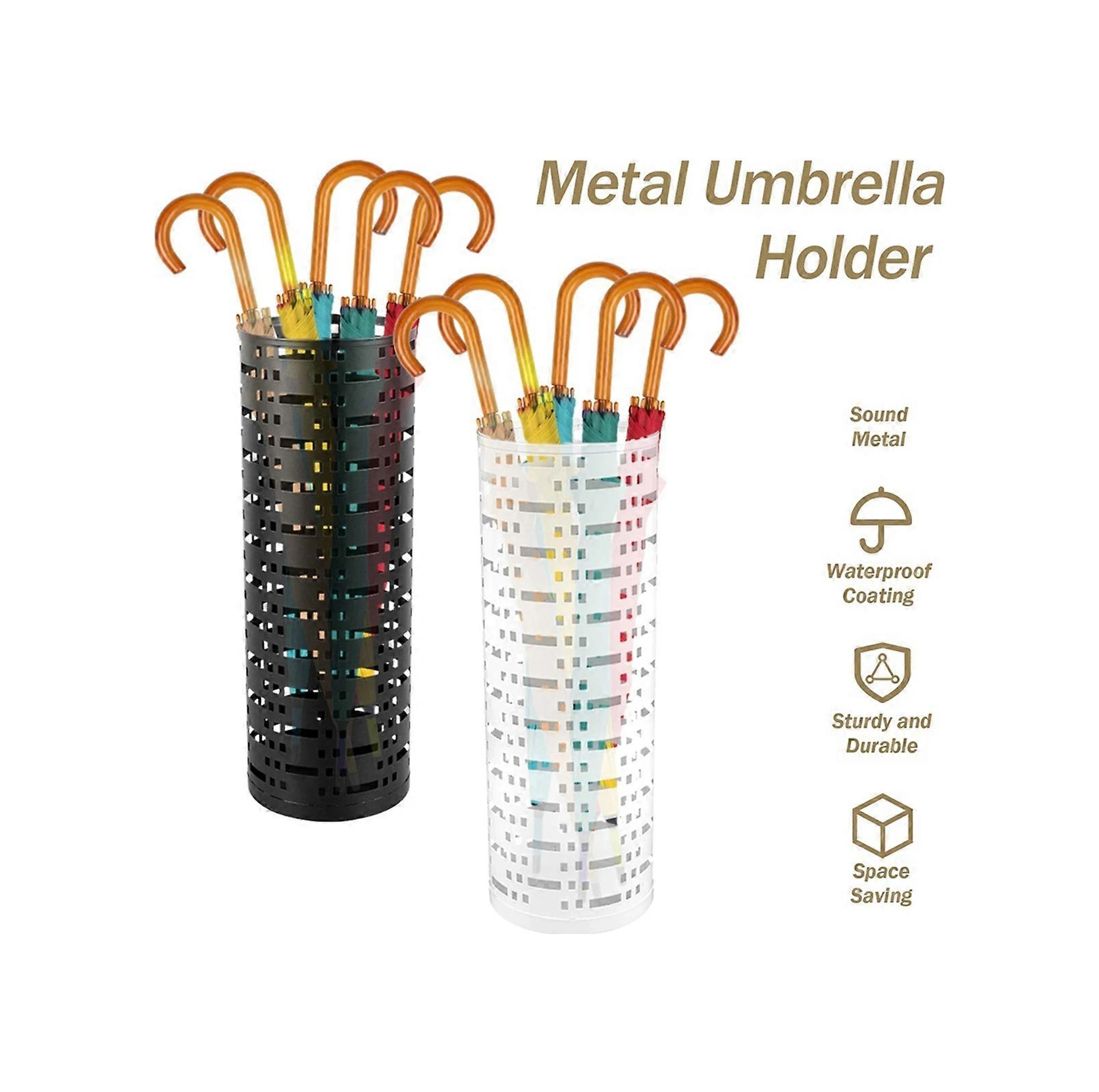 Şemsiye Depolama Rafı Şemsiye Ayaklı Tutucu, Siyah Çok Renkli