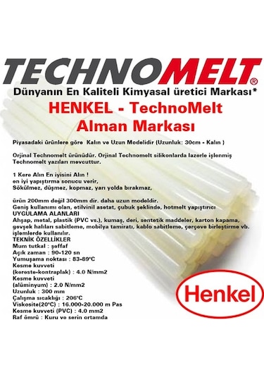Henkel (Alman Markası) Technomelt Sıcak Silikon Kalın Şeffaf Mum (410850594)