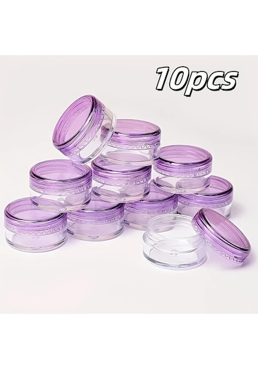 Dashanshop Mor Kapaklı 10/30lu Sızdırmaz Plastik Kozmetik Kavanoz - Krem Saklama