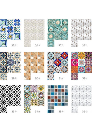 Vkemall Mediterranean Tarzı Retro Pvc Duvar Sticker 20x20cm 10 Adet - Kolay Uygulama, Kalıcı Renkler, Kiralık Evler İçin