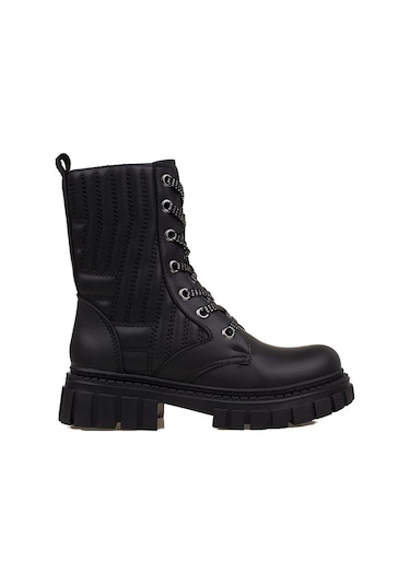 Sema Siyah Cilt Kauçuk Taban Kız Çocuk Fermuarlı Bot Siyah