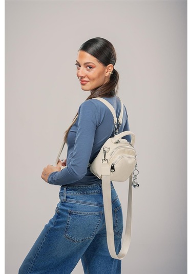 Ççs Kadın 17862 Omuz Ve Sırt Çantası Kirli Beyaz