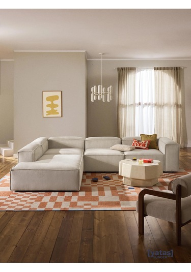 Most Mollis Pro 4 Modül Sol Köşe Koltuk Fitilli Kırık Beyaz Kadif