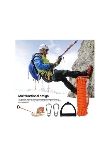 Besthome1 Karabinalı Tırmanma Ve Yürüyüş İçin Paslanmaz Çelik Vinç Halatı Sarı Sarı