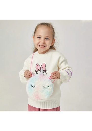 Moda Çocuk Kız Omuzdan Askili Çanta Sevimli Unicorn Hayvanlar Pink
