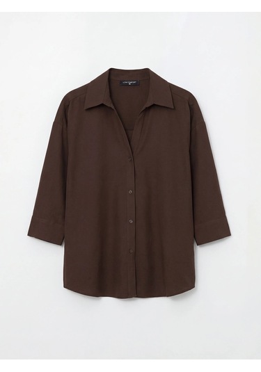Lc Waikiki Kahverengi Oversize Kadın Gömlek