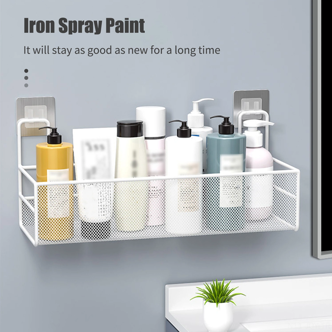 Youmex Siyah Demir Banyo Dolapı - Deliksiz Montaj, Su Tüpü Tasarımı, Geniş Kapasite, 2 Adet İz Olmayan Yapıştırıcı İle Siyah