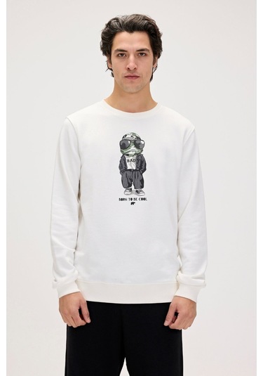 Bad Bear Gator Erkek Beyaz Yuvarlak Yaka Sweatshirt Beyaz