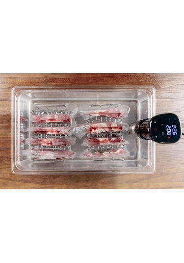 Sous Vide Raf Vakum Kese Ayırıcı 304 Paslanmaz Çelik Gıda Çerçevesi Daldırma Sirkülatörler İçin 11l 25l Konteyner Su İle Kullanın Paslanmaz Çelik