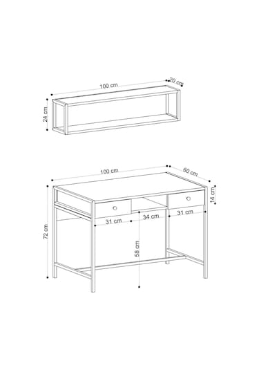 Decormet Pena Çalışma Masası Safir Meşe Çok Renkli