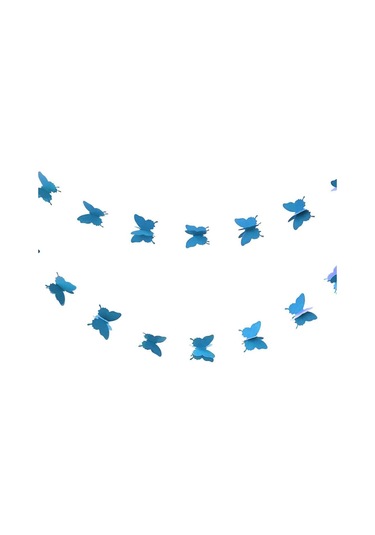 Düğün Doğum Günü Parti Dekoru Kağıt Kelebek Dizesi Mavi Renk