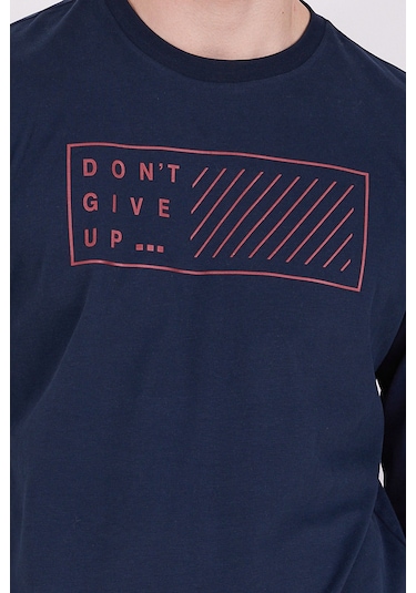 Arnetta Dont Give Up Navy Erkek Uzun Kol Pijama Takım