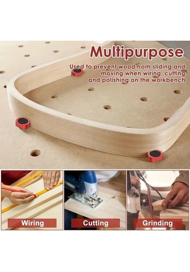 Sunshine011 8'li Çok Amaçlı Ahşap İşleme Mengene Blokları - Kırmızı, 19mm Alüminyum Alaşım