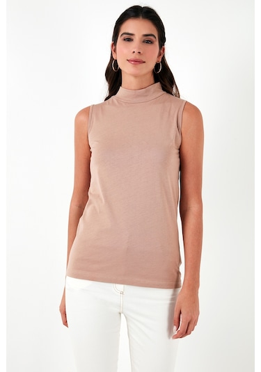 Lela Pamuklu Kolsuz Dik Yaka Bayan T Shirt 5865710 Bisküvi
