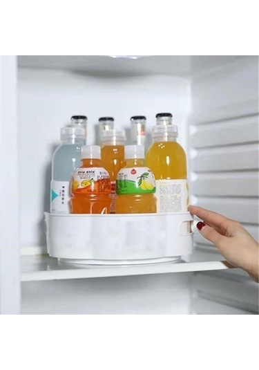 Ams Net 360 Derece Dönebilen Mekanizmalı Yuvarlak Tepsi Formlu Sunum Ve Servis Organizer Tablası Açık Pembe