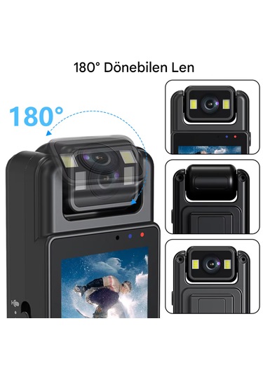 Cep Klipsli Mini Kamera 1080 P Taşınabilir Bodycam 180 Lens