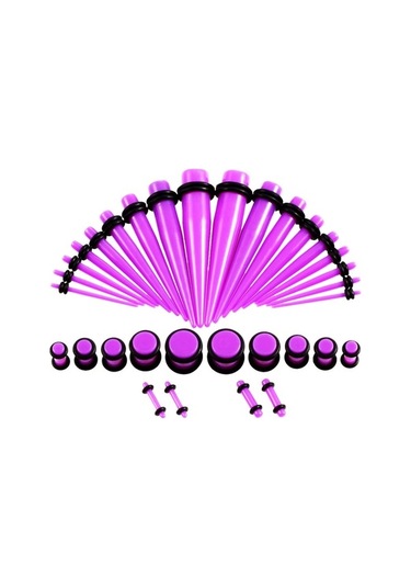 Flybuy 36 Adet Akrilik Kulak Genişletme Seti, 14g-00g, Mor Aksesuarlar Mor