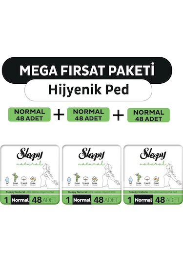 Sleepy Natural Ultra Hassas Normal Hijyenik Ped 3 x 48'li