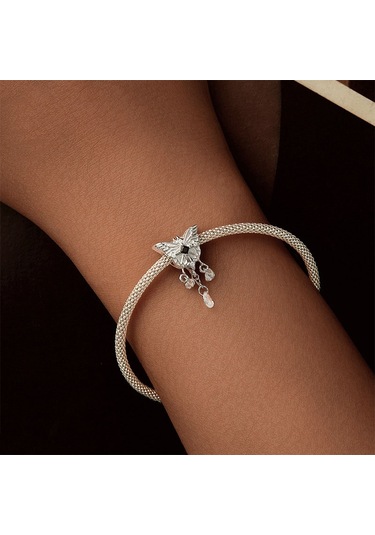 S925 Ayar Gümüş Platin Kaplama Kelebek Püskül Boncuklu Kolye Scc2868 Çok Renkli