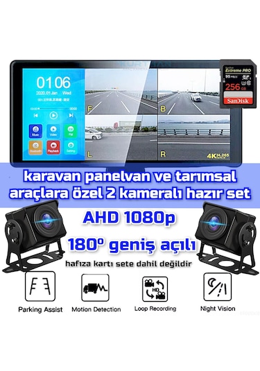 Dokunmatik Dvr 4k 1080p Video Müzik 2 Adet Ahd 180 Derece Kamera