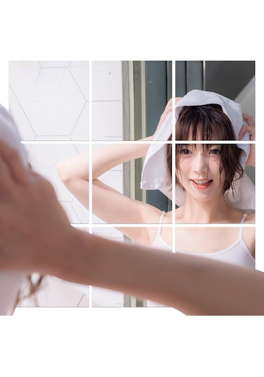 Dofolink Pet Yansıtıcı Duvar Sticker 0.2mm Kalınlık 15x15cm 16 Adet Otomatik Yapışkan Gümüş Renkli Ayna贴片