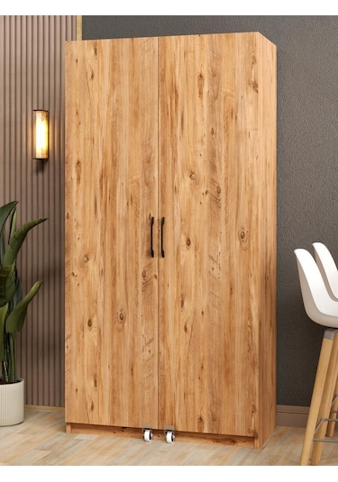 Kuzeylife Novensa Çok Amaçlı Erzak-kiler Dolabı İki Kapaklı Çam Çam