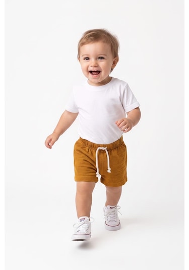 MiaBaby Bebek Müslin Şort Hardal