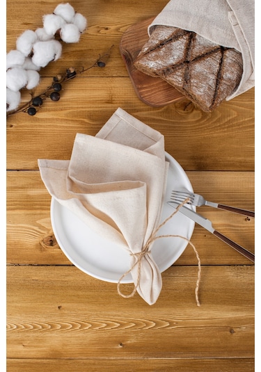 Wellstil Doku Organik Ham Keten Peçete 2'li Çok Renkli