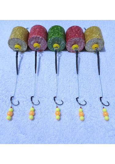 5 Adet Küspeli Yüzen Janjan Turuncu Ve Sarı Boncuklu Sazan Takımı