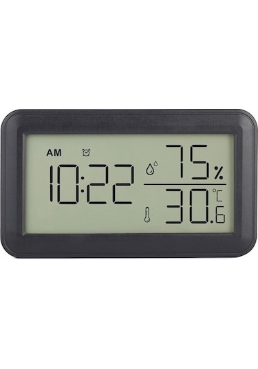 Goldenqian Termometre Higrometre Iç Mekan, Çalar Saatli, Lcd Dijital Sltyuk Siyah
