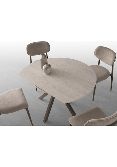 Nova T Yuvarlak Açılır Mutfak Masa Sandalye Takımı 70x120cm Krem