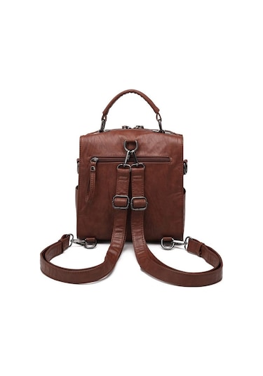 Yıkama Deri Sırt Askılı Kadın Çantası 21k Barcelona 1917 Kahverengi - Taba
