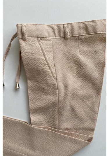 Gofre Kruvaze Ceketli Tişörtlü Çocuk Takım Elbise Bej Bej