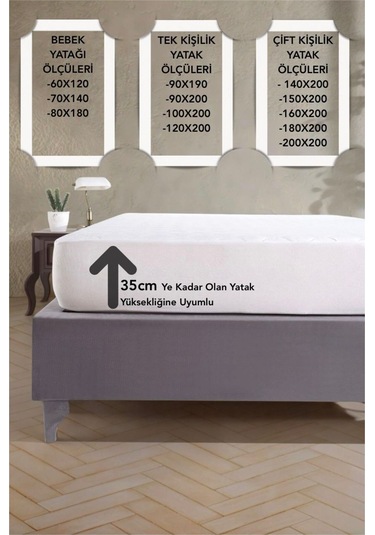 Colorful Micro Fitted Full Kenar Sıvı Geçirmez Yatak Koruyucu Alez Gri