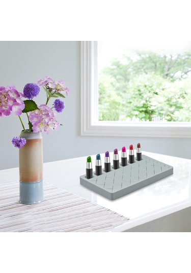 Mufunye Masaüstü Ruj Saklama Kutusu, Silikon Malzeme, Pembe Büyük Boy