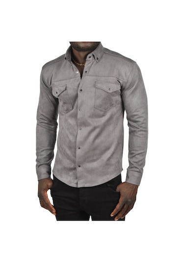 Deepsea Erkek Füme Çift Cep Süet Gömlek 2302329 Füme