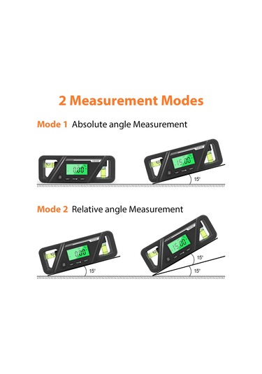 Xindoker Dijital Eğim Ölçer, Açıölçer Ve Su Terazisi İle Hassas Açı Ölçümü, Manyetik, 90 Derece, Siyah, Taşınabilir
