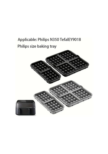 Elmpaly Siyah 2li Yapışmaz Waffle Kalıbı Hava Fritözü Uyumlu Yeniden Kullanılabilir