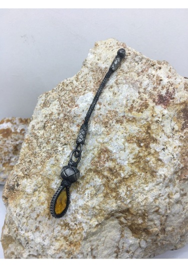 Hardal Taşlı Kısa Oksitli Gümüş Tesbih