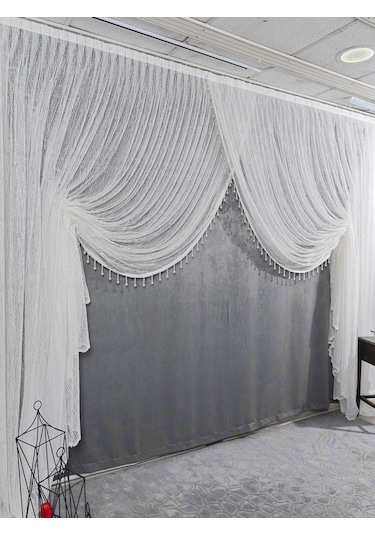 Salon Perdesi Kruvaze Tül Perde Dökümlü Gösterişli Tül Perde (382507529)