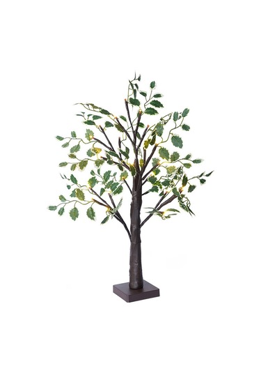 Yunboo 60cm 24led Kahverengi Ağaç Işığı - Yeşil Yaprak Beyaz Kenar, Isınak Beyaz Işık - Ev Dekorasyonu, Noel Partisi, Oda Aydınlatma Diğer