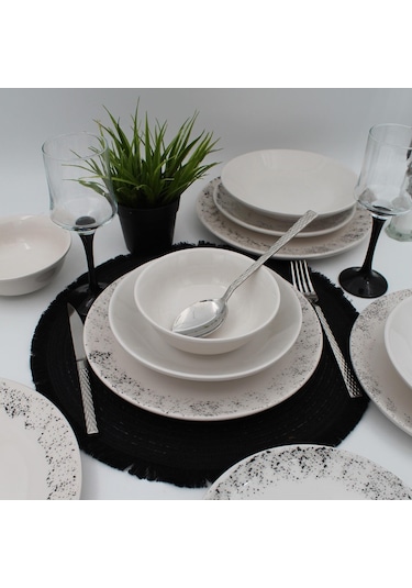Spot 18 Parça Yemek Takımı Siyah