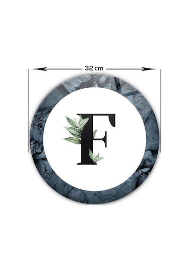 Decorita Cam Kesme Tahtası - Cam Kesme Tablası | Harfli Tasarım | F | Çap 32 CM