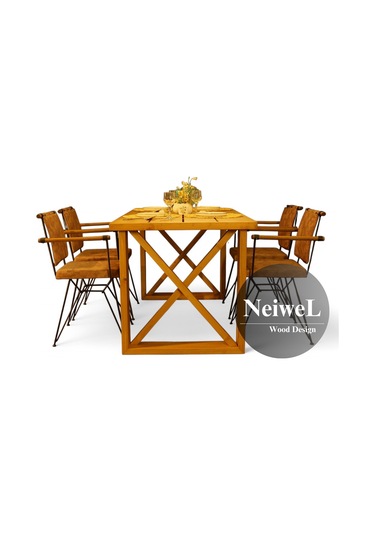 Neiwel Garden Dian Doğal Ahşap Bahçe Yemek Masası-80-100 Açık Ceviz