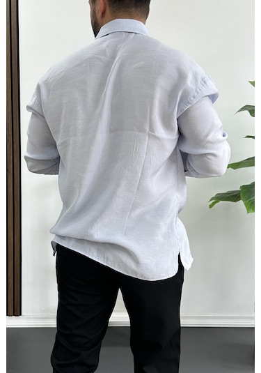 Erkek Salaş Modal Kumaş Gömlek Açık Mavi Edw267 Açik Mavi