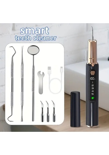 Willowhaven Siyah Elektrikli Diş Temizleyici Diş Plak Tartar Temizleme Ev Seyahat Seti