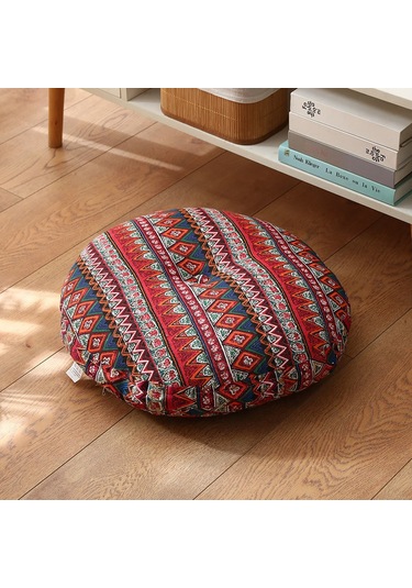 Zemin Koltuk Yastık Düz Renk Meditasyon Yoga İçin Uygun Yuvarlak 70cm-16 Ekru