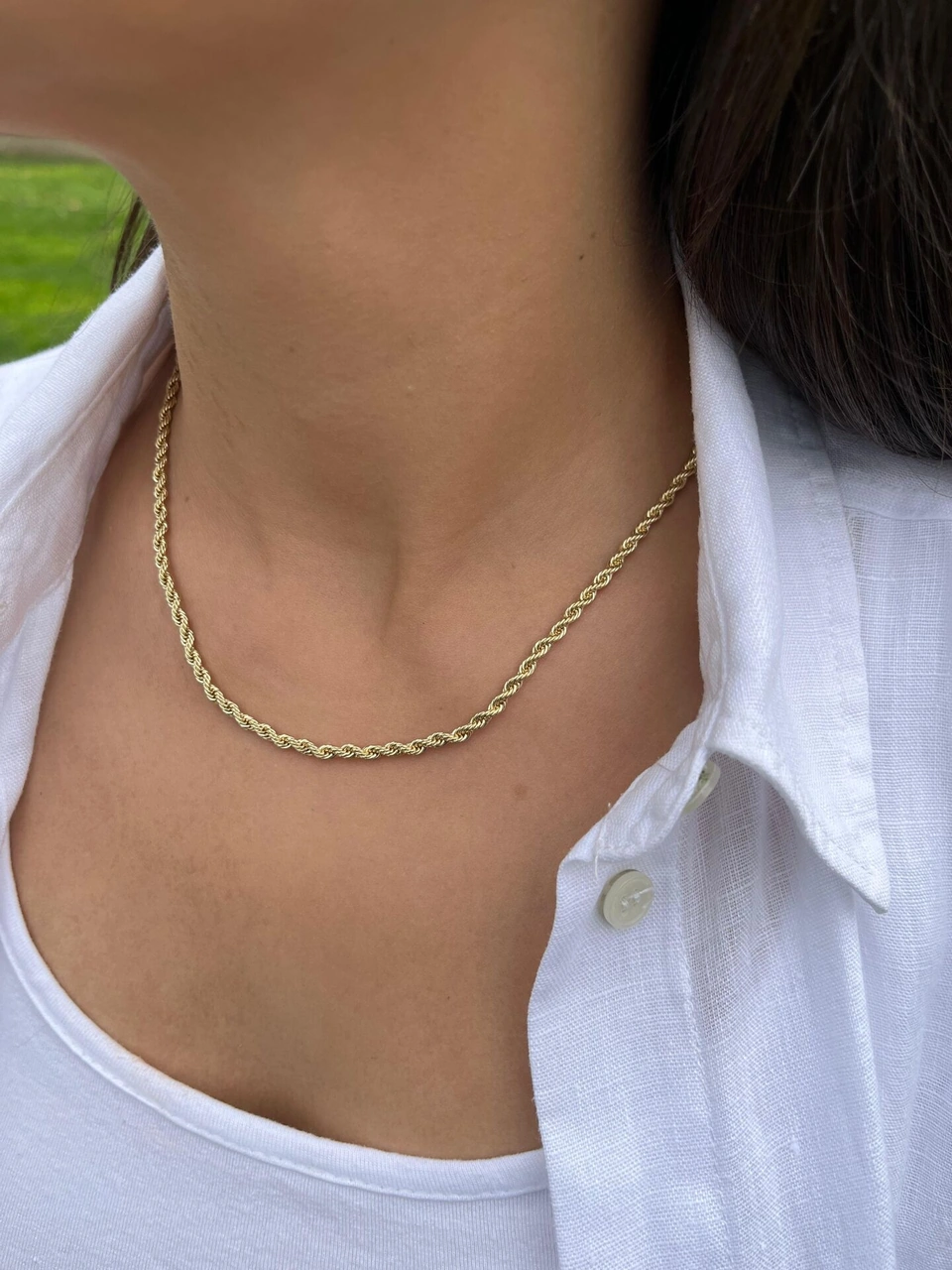 Altın Renkli İnce Burgu Zincir Kolye Çok Renkli