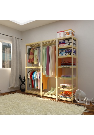 İdea - Açık Ahşap Elbise Dolabı