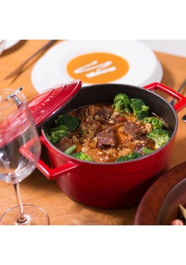 Lava Döküm Yuvarlak Tencere Çap 20 cm - Folk  Mavi